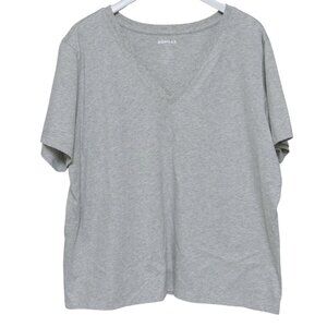 BOMBAS  V-Neck Tee Plus Size 1X Heather Gray Short Sleeve Pima Cotton
